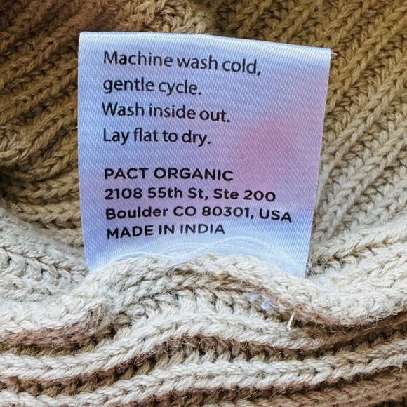Pact V-Neck Cable Knit Sweater Organic Cotton Wool Size S Beige Sustainable - Picture 9 of 14